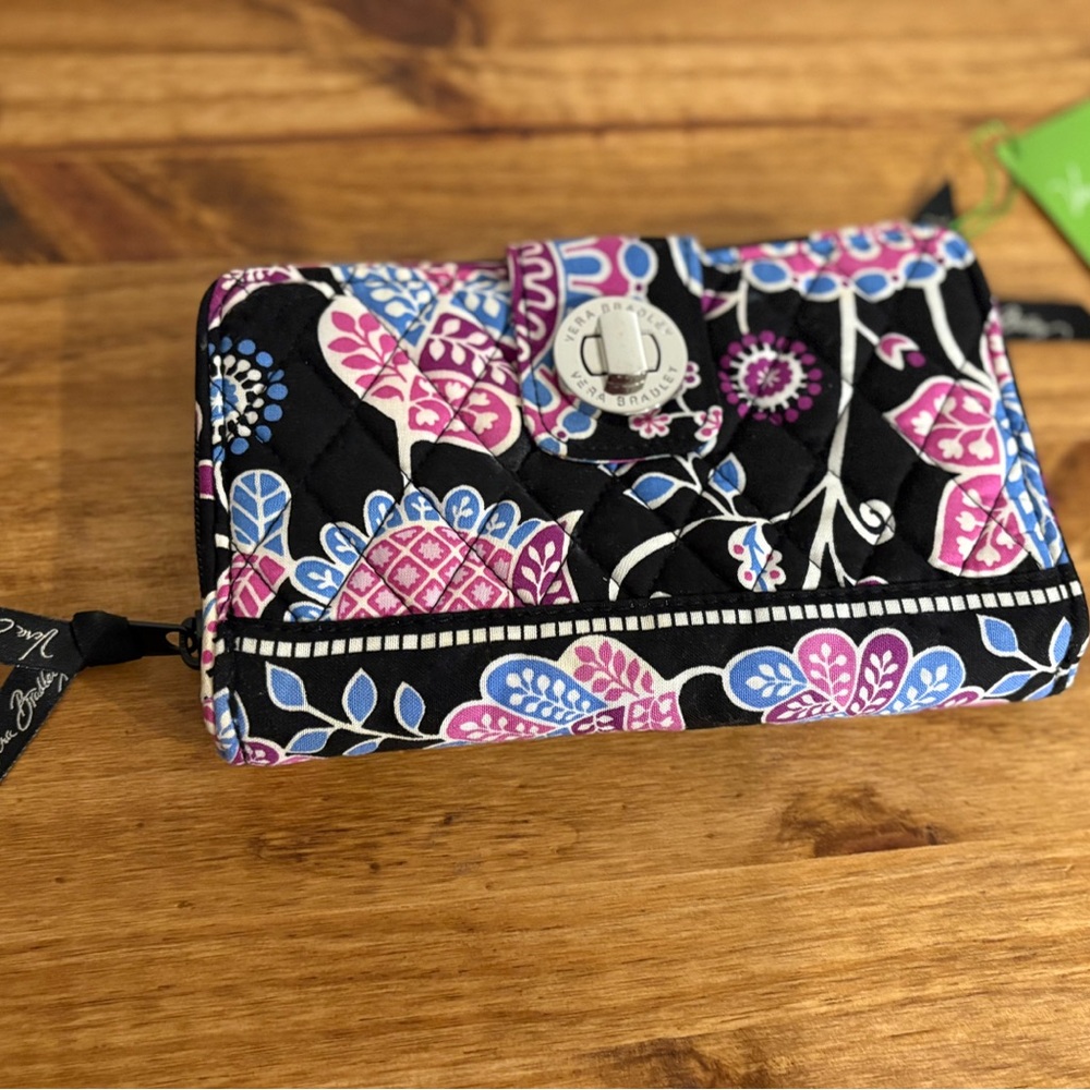 Vera Bradley Black and Blue Floral Wallet